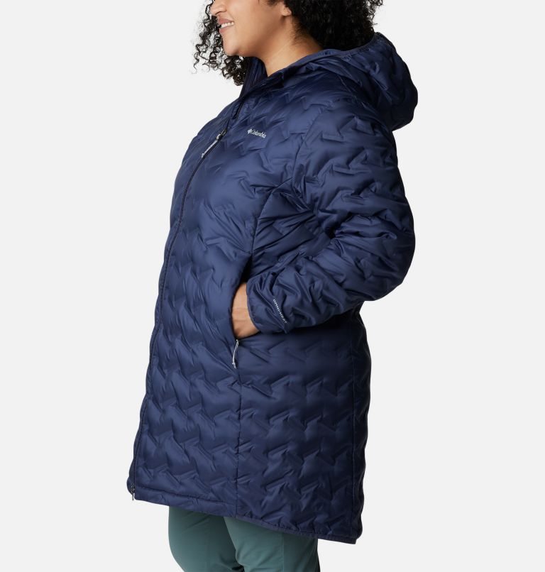Women's Columbia Delta Ridge Long Down Jackets Navy | Plus Size CA-FC10A